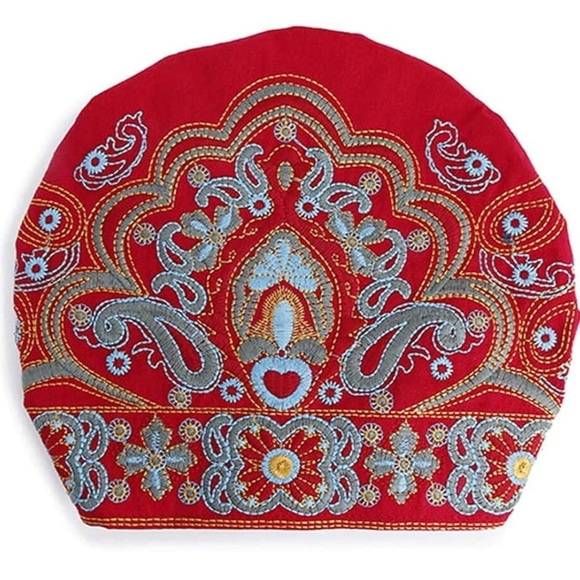 Women's Embroidery Ethnic Beanie Hat Cotton Elastic Caps. - Picture 6 of 6